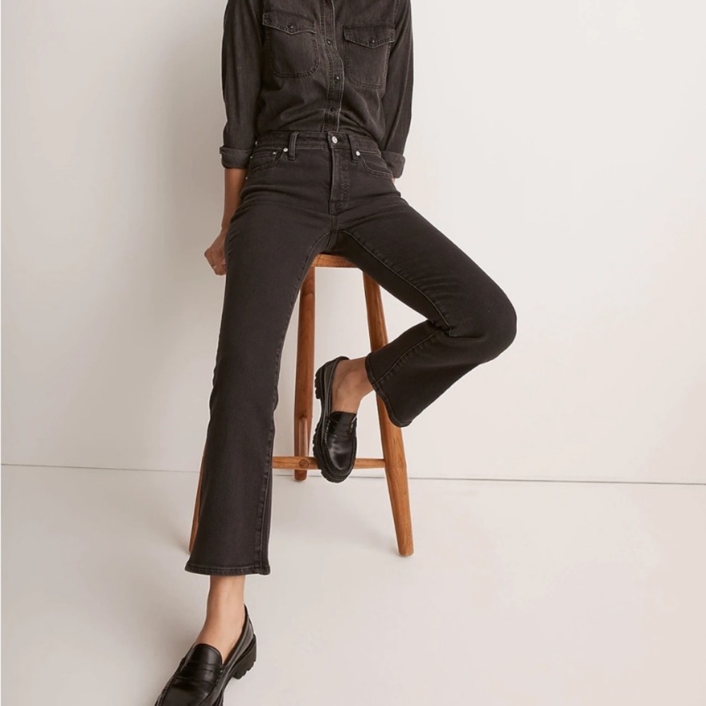 Madewell kick out crop jeans Starkey black wash 30
